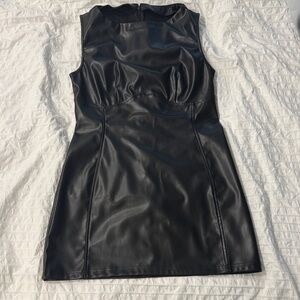 Black Sleeveless Faux Leather Dress (S)